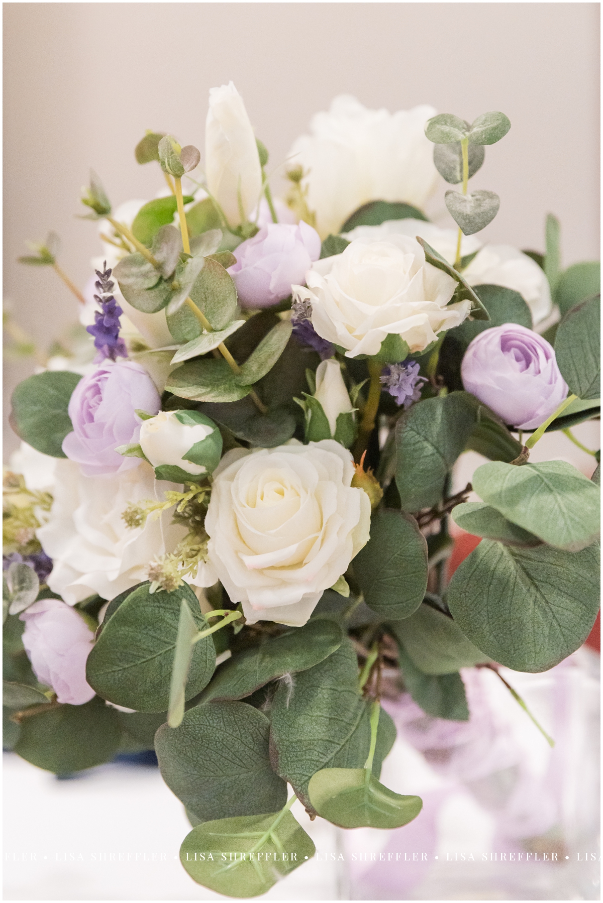lilac and cream roses wedding bouquet